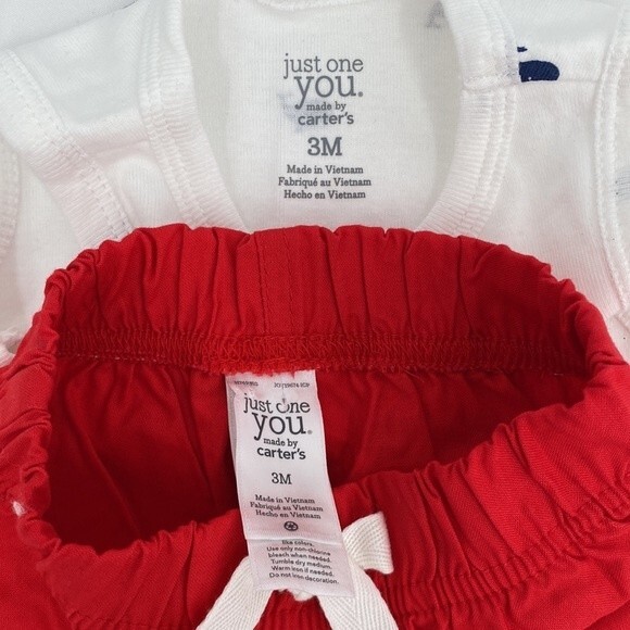 Just one You Whale Bodysuit Red Shorts Outfit 3 months Tank Elastic Waist New - Picture 4 of 6